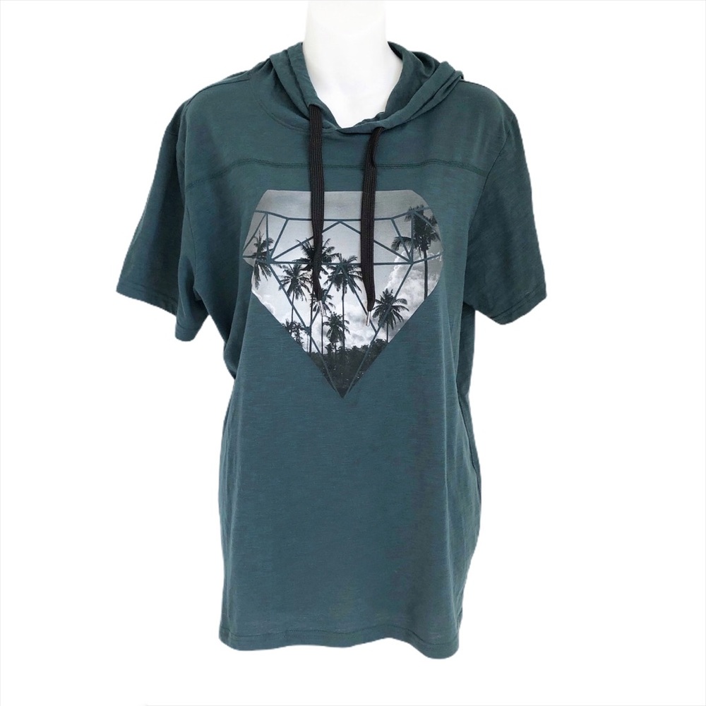 Fifth Sun Graphic Pam Tree Short Sleeve Hoodie